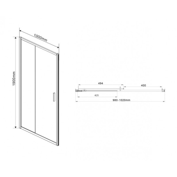 Душевая дверь Vincea Garda VDS-1G 1000х1900 стекло прозрачное, профиль хром (VDS-1G100CL)