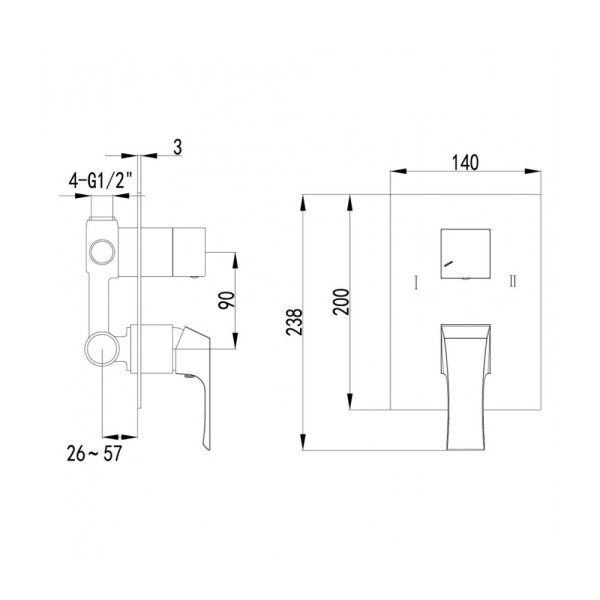Смеситель для ванны и душа Lemark Unit с внутренней частью (LM4527C)