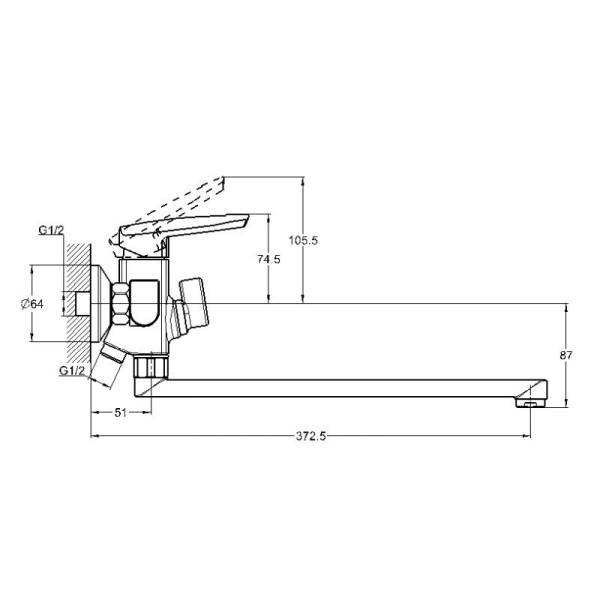 Смеситель для ванны и душа G.lauf хром (LOF7-A033)