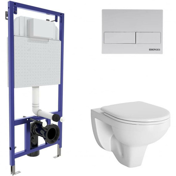 Комплект инсталляция с унитазом Berges Novum525 c с кнопкой L4, с сиденьем микролифт (042428)