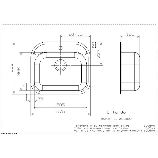 Мойка для кухни врезная Reginox Orlando L 575х505