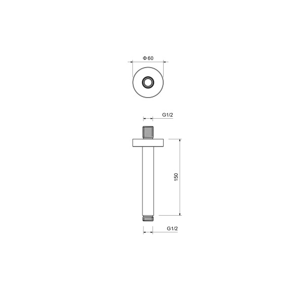 Держатель верхнего душа Aquatek потолочный 150 мм шлифованный черный хром (AQ2171BGM)