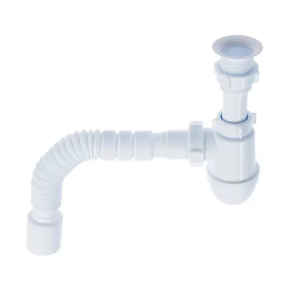 Сифон 40 мм. бутылочный АНИ Варяг с пластиковым выпуском 1 1/2"*70 мм. с гибкой трубой 40/50 АНИ пласт (C5010)