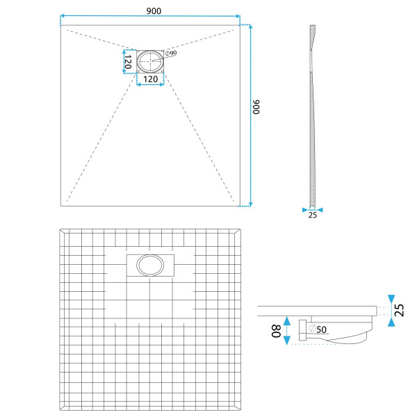 Душевой поддон REA Magnum grey 90x90 серый (REA-K4106)