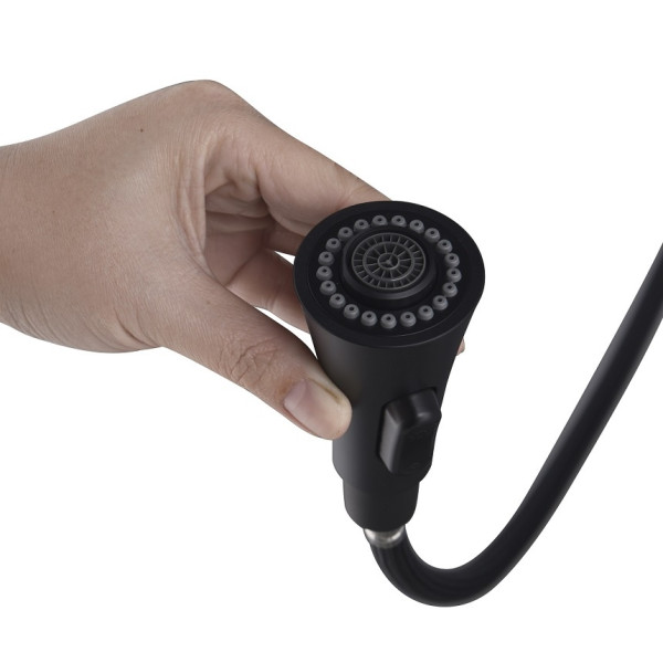 Смеситель для кухни Timo Saona черный, с выдвижным изливом (2336/03FL)