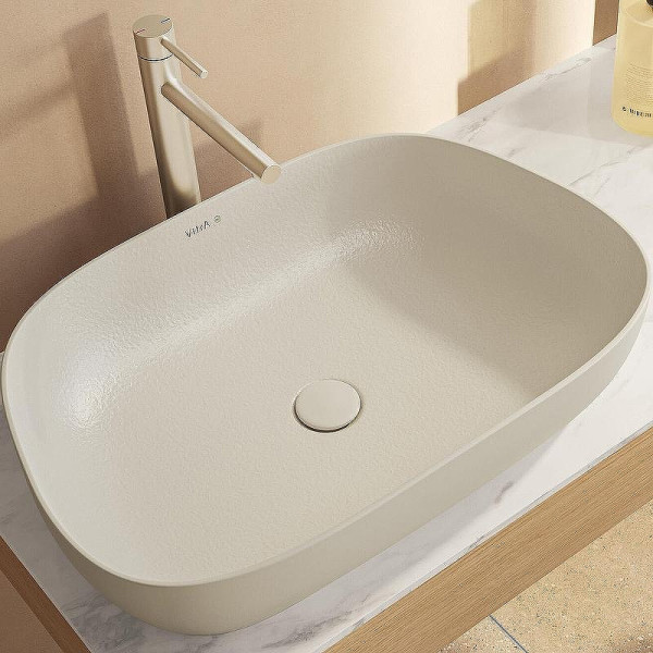 Раковина накладная Vitra Outline Recycled 63x42 без перелива матовый тауп (7993B066-0016)