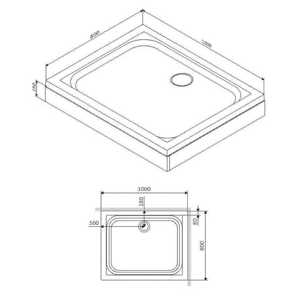 Душевой поддон AM.PM Gem 80*100 (W90T-404-100280W)