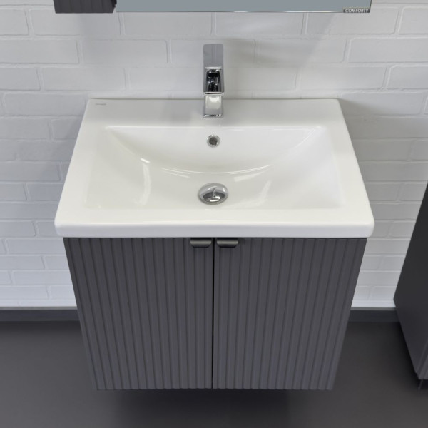 Тумба подвесная Comforty Лима 600x560x450 белый матовый с раковиной (00-00019236)