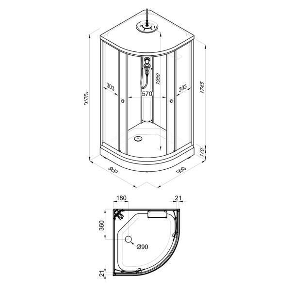 Душевая кабинаTriton Ультра 90x90 стекло прозрачное, профиль белый (DK319)