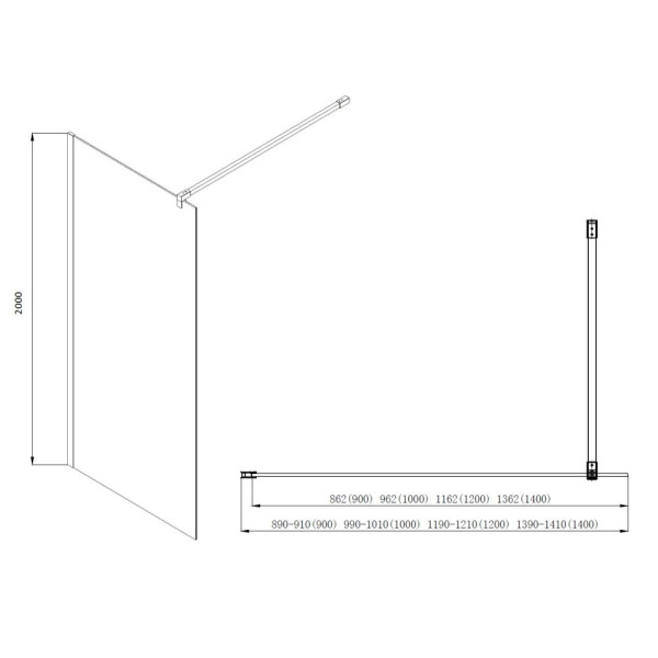 Душевая перегородка Aquatek 100x200 стекло прозрачное, профиль черный (AQ WIW Print 10020BL)