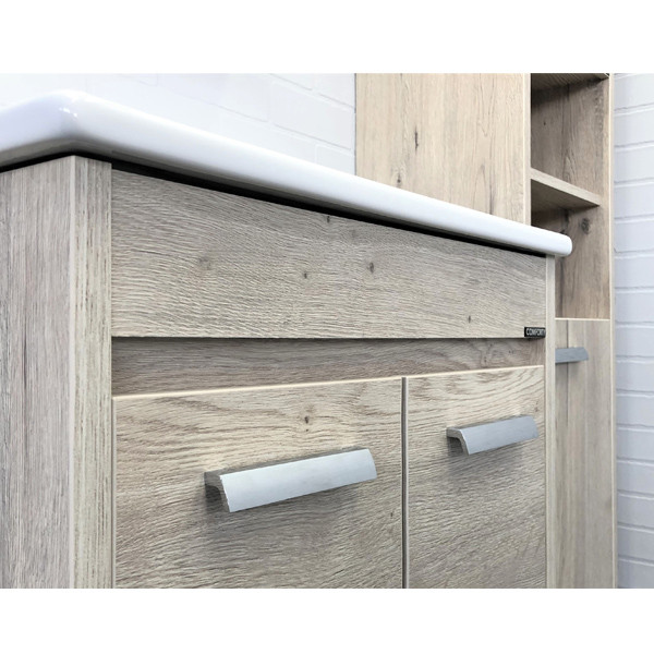 Тумба напольная Comforty Лиссабон 610x855x465 дуб темный матовый с раковиной (00-00001465)