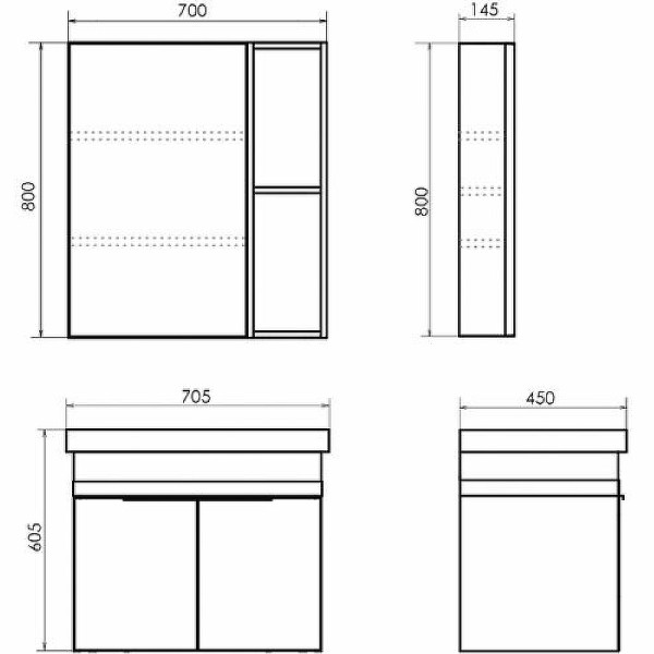 Тумба подвесная с раковиной Comforty Соло 700x145x800 дуб темно-коричневый (00-00010978)