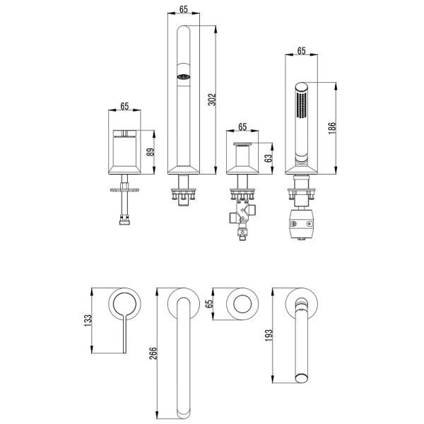 Смеситель на борт ванны Azario Flame с душевым комплектом черный (AZ-VPC258320PA) Смеситель на борт ванны Azario Flame с душевым комплектом черный (AZ-VPC258320PA)