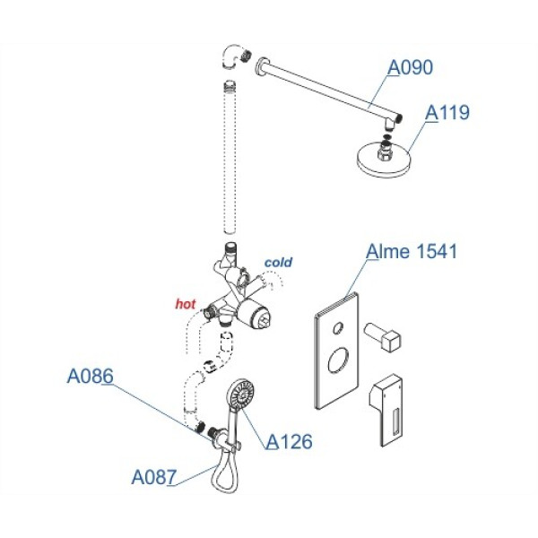 Смеситель для душа WasserKRAFT Alme Хром (A16590)