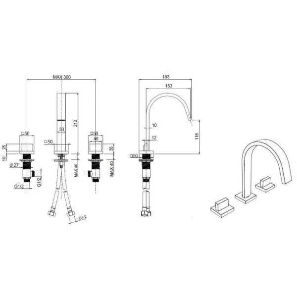 Смеситель для раковины Cezares Unika (UNIKA-BLS2-02-W0)