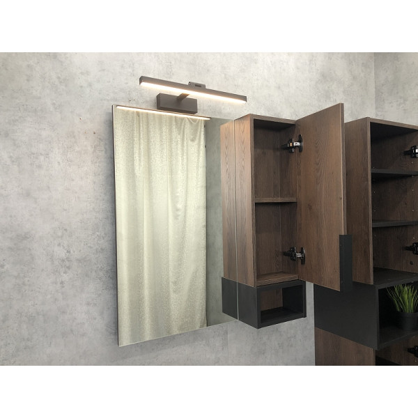 Шкаф зеркальный Comforty Франкфурт 750x160x800 дуб шоколадно-коричневый (00004151044)