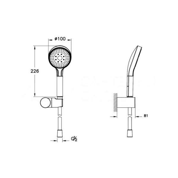 Душевая лейка Vitra Base 100 мм хром (A45907EXP) Душевая лейка Vitra Base 100 мм хром (A45907EXP)