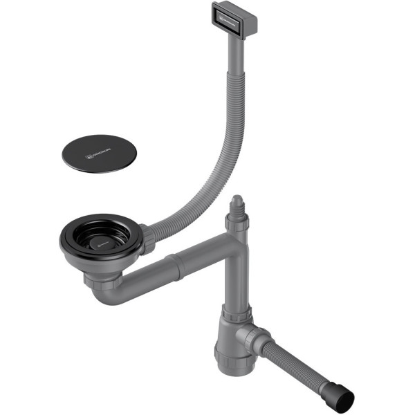 Сифон для одночашевых моек Omoikiri с прямоугольным переливом, декоративной решеткой и декоративной накладкой WK-1C-GB графит (4956760) Сифон для одночашевых моек Omoikiri с прямоугольным переливом, декоративной решеткой и декоративной накладкой WK-1C-GB графит (4956760)