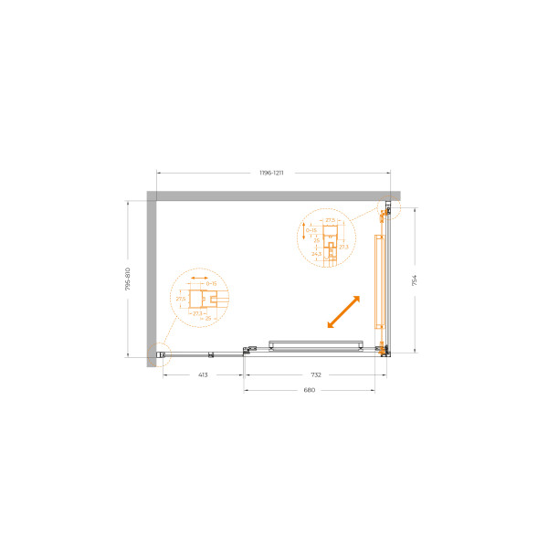 Душевой уголок Cezares Lux 120x80x195 стекло прозрачное, профиль оружейная сталь (LUX-AH-FS-11-120/80-C-GM)
