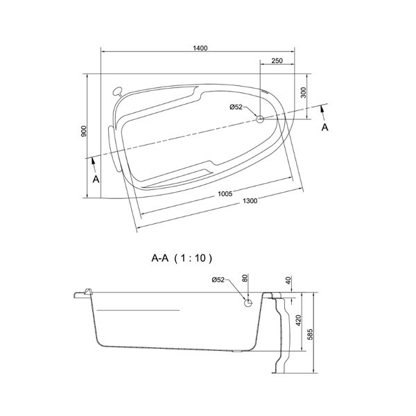 Ванна акриловая Cersanit Joanna 140х90 L ультра белый (WA-JOANNA*140-L-W)