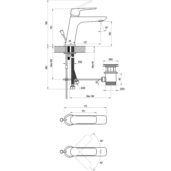 Смеситель для раковины Ravak Classic CL 011.00 хром (X070081)