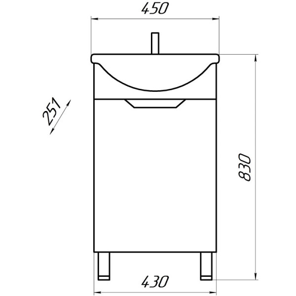 Тумба напольная Melodia Гамма 45 (Уют 45) ЛДСП белая (в разборе) (MFR14756WT)