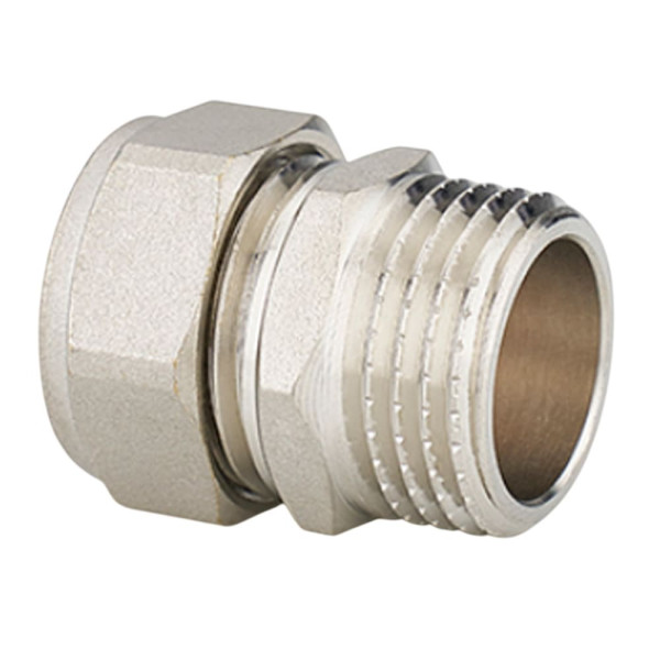 Соединение прямое 15х1/2"Н Varmega (обжим, никель) (VM09301) Соединение прямое 15х1/2"Н Varmega (обжим, никель) (VM09301)