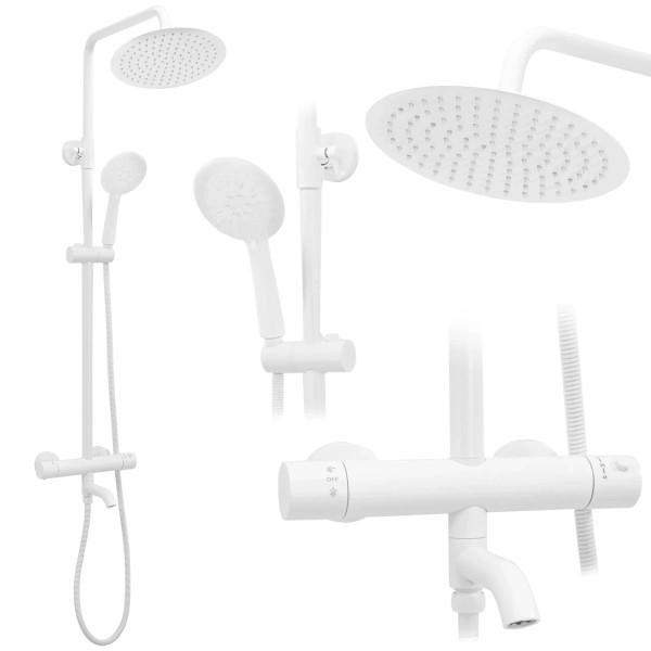 Душевая система термостат с изливом Rea Lungo White (REA-P6608)