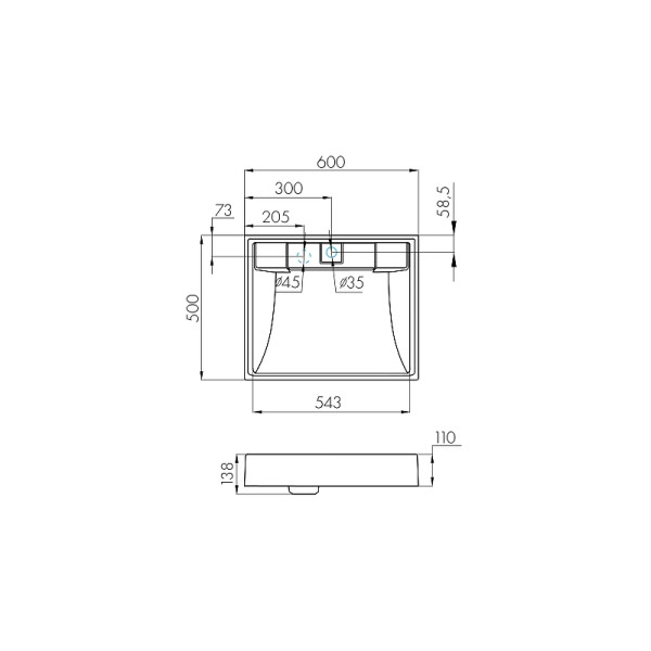 Раковина накладаная Aquaton Рейн 60 графит (1A72103KRW210)