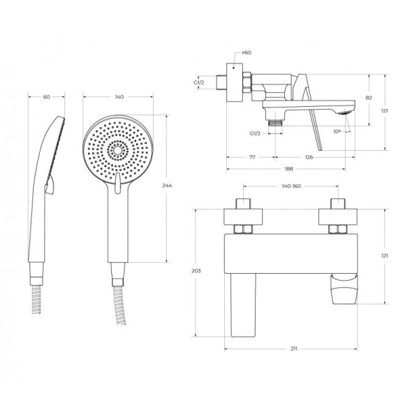 Смеситель для ванны и душа Cezares Comfort хром глянцевый (COMFORT-VD-01) Смеситель для ванны и душа Cezares Comfort хром глянцевый (COMFORT-VD-01)