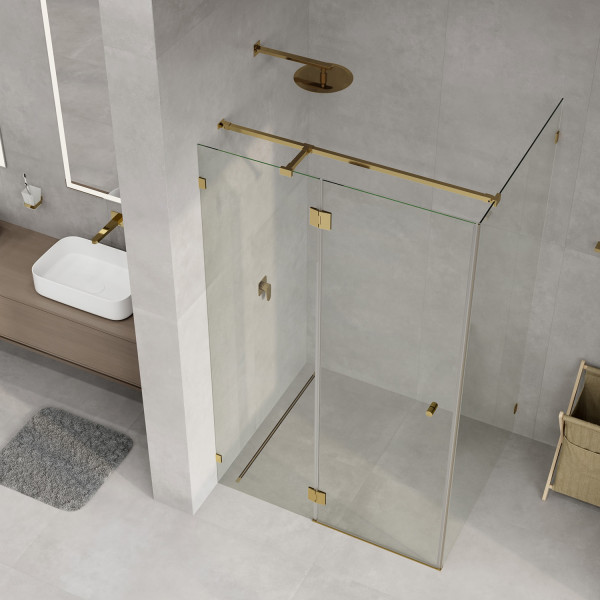Душевой уголок WasserKRAFT Ems 120x100x200 стекло прозрачное текстурное, профиль золото глянцевое (76H10)