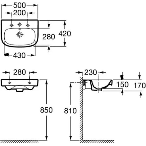 Раковина подвесная Roca Debba 50x42х17 белая (732799600Y)