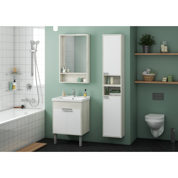 Тумба подвесная Aquaton Флай 582x429x610 белый, дуб крафт (1.A237.3.01F.AX1.0)