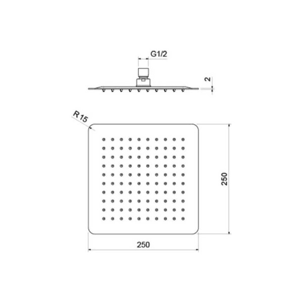 Верхний душ Aquatek 250*250*2 мм хром (AQ2072CR)