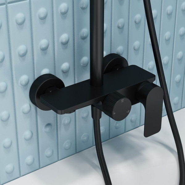 Душевая система Iddis Flow с тропическим душем и изливом черный матовый (FL1BL3Fi06)