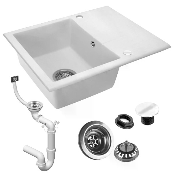 Мойка для кухни Rea north white гранит 59,5x48,5x18 белая (ZLE-00127)