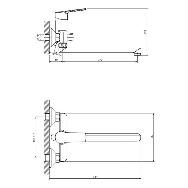 Смеситель для ванны и душа Decoroom DR22 хром (DR22043)