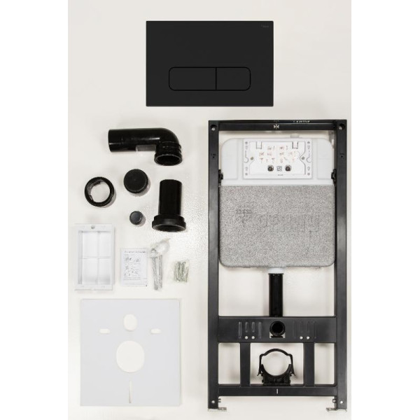 Инсталляция для подвесного унитаза РЕХАУ NovaFlow с клавишей смыва Nova Ellipse 001 с овальными клавишами, пластик, черный, матовый (19101101001)