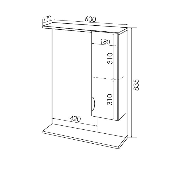 Шкаф зеркальный Loranto Стиль 60 60х82,5х17 правосторонний белый (CS0024457) Шкаф зеркальный Loranto Стиль 60 60х82,5х17 правосторонний белый (CS0024457)