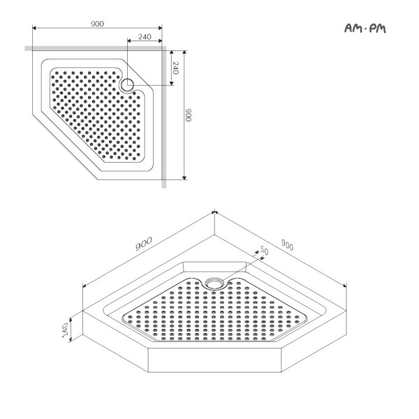 Душевой поддон Damixa Skyline 90x90x140 белый (DX35WT-405-090MT)