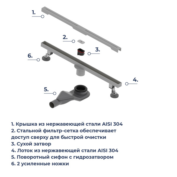 Душевой трап RGW SDR-52Gr 60 см серый (76215260-11) Душевой трап RGW SDR-52Gr 60 см серый (76215260-11)