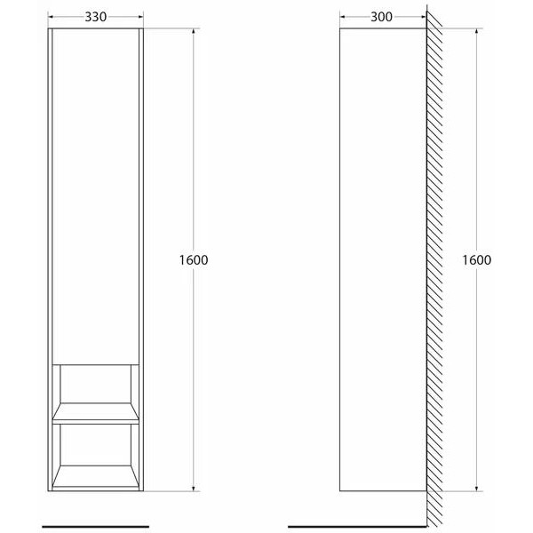 Пенал подвесной BelBagno Kraft 330x300x1600 Rovere Nebrasca Nature/матовый (KRAFT-1600-1A-SC-RNN-L)