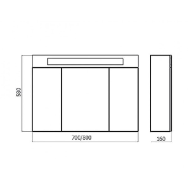 Шкаф зеркальный BandHours Fiji 800х160х580 с подсветкой (Fj800.12)