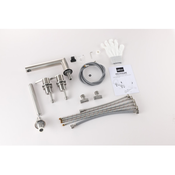 Смеситель на борт ванны Abber Perfekte 316 с лейкой, сталь брашированная (AF8A13BST) Смеситель на борт ванны Abber Perfekte 316 с лейкой, сталь брашированная (AF8A13BST)