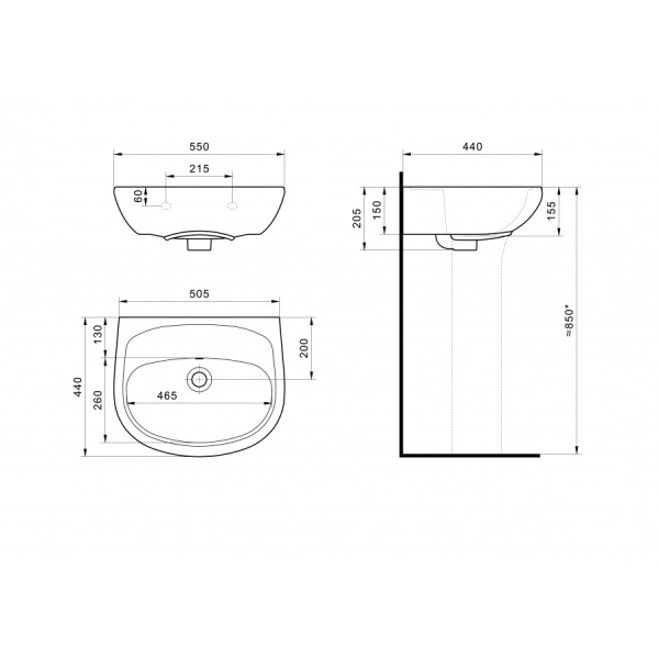 Раковина подвесная Santek Анимо 550x440x205 белая (1WH110499)