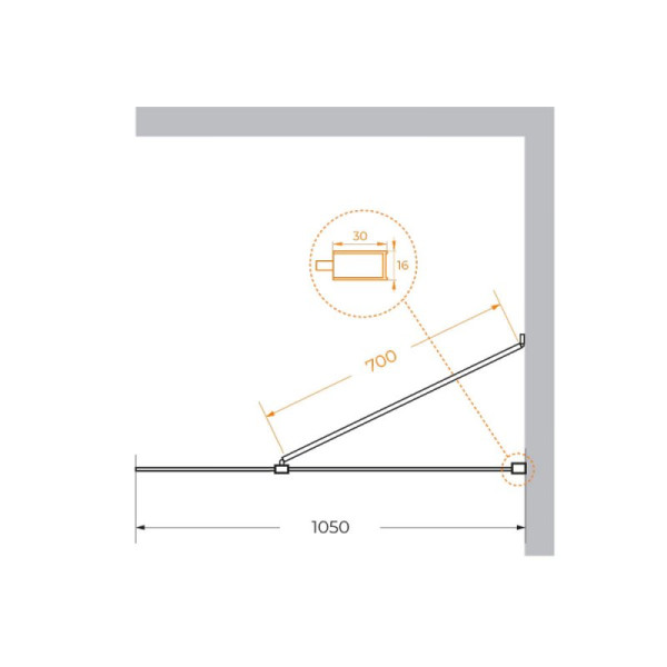 Душевая перегородка Cezares Liberta 105x195 стекло прозрачное, профиль черный (LIBERTA-L-1-TB-105-C-NERO)