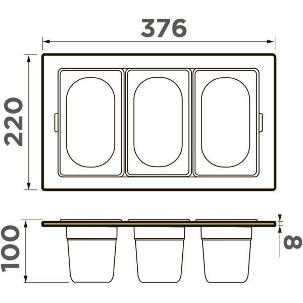 Контейнер Omoikiri DC-04-3-IN 376х220х100 сталь нержавеющая (4999087)