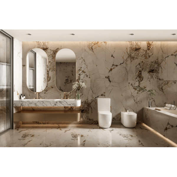 Унитаз напольный Abber Bequem моноблок безободковый, смыв торнадо белый (AC1133T)