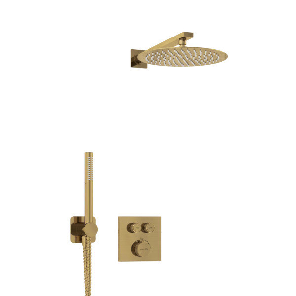 Смеситель для душа встраиваемый Thermo с верхней душевой насадкой и лейкой WasserKRAFT золото матовое (A5548.180.259.285.194.286 Thermo) Смеситель для душа встраиваемый Thermo с верхней душевой насадкой и лейкой WasserKRAFT золото матовое (A5548.180.259.285.194.286 Thermo)