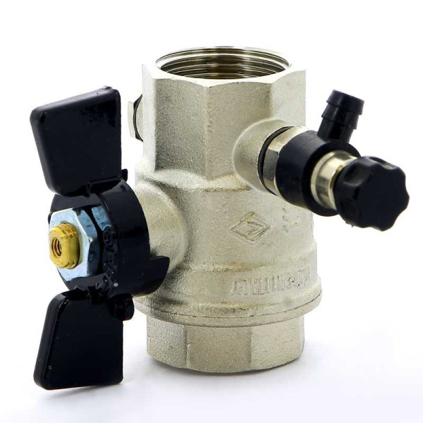 Кран Bugatti 1" шаровый с воздухоотводчиком Oregon 332 (черная бабочка) (03320017)